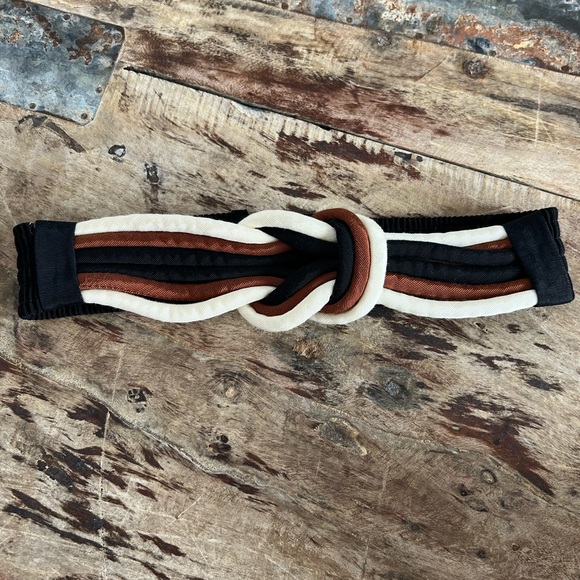 Other - Vintage  Black and Brown Knotted‎ Elastic Belt 23” Long